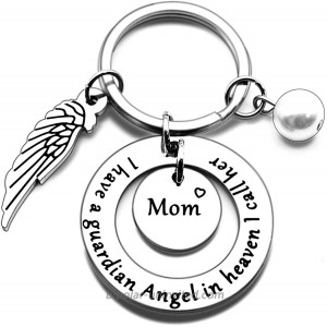 N X Mom Memorial Keychain Gift Loss of Mother Jewelry I have a guardian Angel in heaven I call her Mom Keychain Sympathy for Remembrance Memory Gifts Silver Small at  Women’s Clothing store