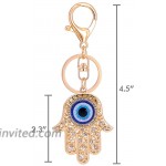 QTKJ Blue Evil Eye Hamsa Hand Keychain Crystal Keychain Charm Purse Pendant Handbag Bag Decoration Holiday Gold at Women’s Clothing store