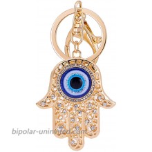 QTKJ Blue Evil Eye Hamsa Hand Keychain Crystal Keychain Charm Purse Pendant Handbag Bag Decoration Holiday Gold at  Women’s Clothing store