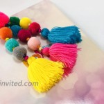 QTMY Colorful Pom Pom Tassel Long Bag Charm Pendant Keyring Keychain for Women Purse Handbag Decor at Women’s Clothing store