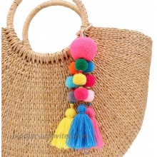 QTMY Colorful Pom Pom Tassel Long Bag Charm Pendant Keyring Keychain for Women Purse Handbag Decor at  Women’s Clothing store
