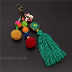 QTMY Pom Pom Shell Beads Tassel Bag Charm Pendant Boho Keyring Keychain for Women Purse Handbag Decor at Women’s Clothing store