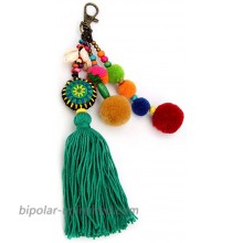 QTMY Pom Pom Shell Beads Tassel Bag Charm Pendant Boho Keyring Keychain for Women Purse Handbag Decor at  Women’s Clothing store