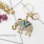 Rhinestone Elephant Keychain for Women Lucky Crystal Personalized Key Ring Bag Charms Blue at Women’s Clothing store