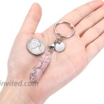 Rose Quartz Healing Crystal Keychain Tree of Life Keyring for Women Gift for Mom at Women’s Clothing store