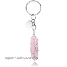 Rose Quartz Healing Crystal Keychain Tree of Life Keyring for Women Gift for Mom at  Women’s Clothing store