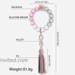 Silicone Key Ring Bracelet Silicone Beaded Bangle Keychain Wristlet with PU Leather Tassel for Women Girls at Women’s Clothing store