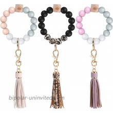 Silicone Key Ring Bracelet Silicone Beaded Bangle Keychain Wristlet with PU Leather Tassel for Women Girls at  Women’s Clothing store