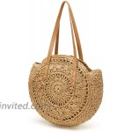 Straw Bag Summer Beach Straw Bag For Women Round Beach Straw Purse Large Capacity Woven Tote Bags