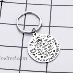 to My Daughter Keychain Gift from Mom Dad Sweet Birthday Wedding Gift for Teen Girls Inspirational Graduation Christmas Gift for Her Women Step Daughter Mothers Day at Women’s Clothing store