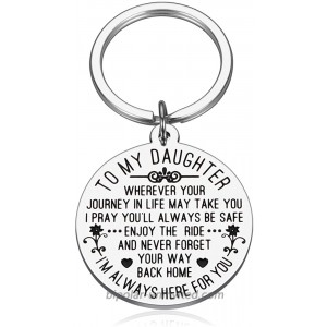 to My Daughter Keychain Gift from Mom Dad Sweet Birthday Wedding Gift for Teen Girls Inspirational Graduation Christmas Gift for Her Women Step Daughter Mothers Day at  Women’s Clothing store