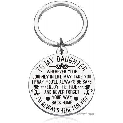 to My Daughter Keychain Gift from Mom Dad Sweet Birthday Wedding Gift for Teen Girls Inspirational Graduation Christmas Gift for Her Women Step Daughter Mothers Day at  Women’s Clothing store
