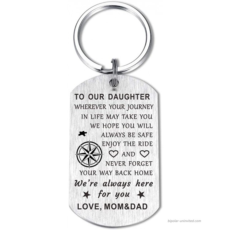 To My Son Daughter Love Gifts Keychain from Mom Dad Son Engraved Compass Enjoy the Ride Graduation Christmas at Women’s Clothing store