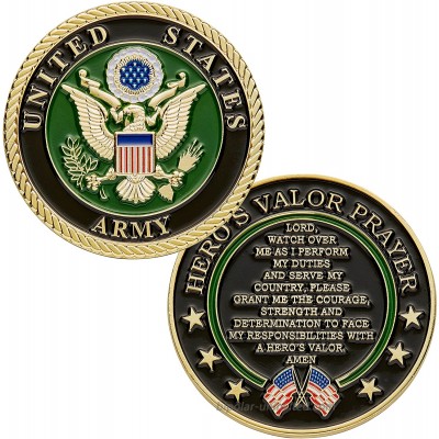 United States Army Challenge Coin with Hero's Valor Prayer 1-Pack One Coin at  Men’s Clothing store