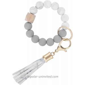 Weixiltc Bracelet Keychain Wristlet Silicone Bead Key Ring Bracelet for Women White at  Women’s Clothing store