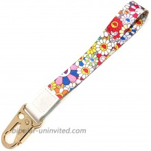 Wrist lanyard for keys Wristlet Keychain&Keyrings，Wristlet Strap for Key Hand Wrist Lanyard Key Chain HolderSunflower