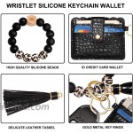 Wristlet Bracelet Keychain Wallet Silicone Bead House Car Key Ring Pocket Credit Card Holder Black 1 at Women’s Clothing store