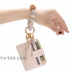 Wristlet Keychain with Wallet Nature Stone Silicone Bead Keyring Bracelet Bangle Portable ID Card Car Key Ring Holder w Tassel White at Women’s Clothing store