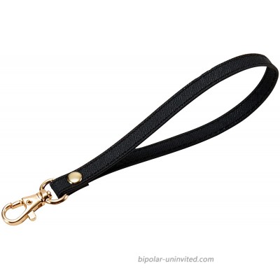 Wristlet KeyChain Wristlet Strap Genuine Leather Hand Strap for Wallet Clutch Wristlet Purse Blackgold clasp