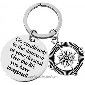 XYBAGS Graduation Gifts with Inspirational Quotes Go Confidently in The Direction of Your Dreams Compass Jewelry Birthday Keychain Gift