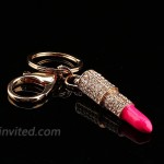 Yosoo Crystal Lipstick Makeup Keyring Rhinestone Purse Bag Charm Pendant Keychain Christmas Gift for Girl Woman Lady