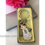 YRP 12 New White Angel BOY Keychain First Communion Baptism Party Favor