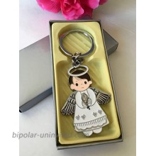 YRP 12 New White Angel BOY Keychain First Communion Baptism Party Favor