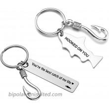 Zysta 2Pcs Set Couples Keychains for Him and Her Women Men Boyfriend Girlfriend Hook on You Best Catch Fishhook Cute Couple keychain Jewelry Valentines Anniversary Gift at  Men’s Clothing store