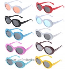 10 Packs Clout Oval Goggles Retro Round Lens Assorted Colors Sunglasses Oval for Adults Kids
