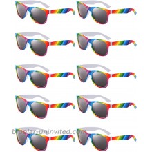 10 Pairs Rainbow Sunglasses Retro Sunglasses Classic 80s Square Sunglasses for Party Celebration Favors Style 1