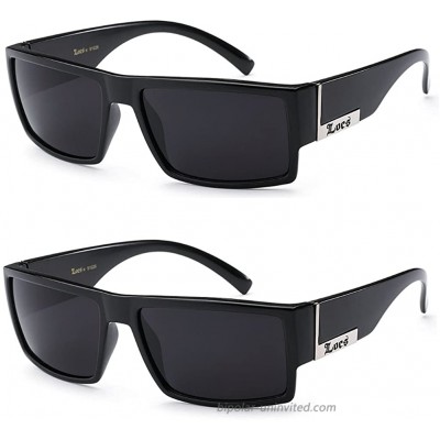 2 Pack - Locs Sunglasses Black Gangster Sunglasses 5.5w x 1.75h