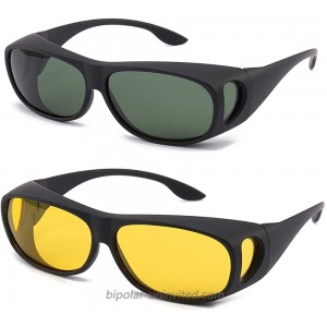 2PCS Prescription Glasses Optic HD Night Day Driving Wrap Around Anti Glare Sunglasses Fitover Glasses