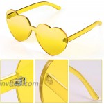 3 Pieces Heart Shape Sunglasses Rimless Sunglasses for Valentine Mardi Gras Summer Party Pink Yellow Blue