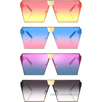 4 Pairs Oversize Shield Sunglasses Oversized Square Sunglasses Vintage Shield Sunglasses for Women and Men Romantic Color
