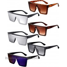 6 Pairs Square Oversized Sunglasses Chic Flat Top Sunglasses Colorful Big Shades Oversize Sunglasses with Velvet Bags for Women Men