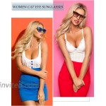 6 Pairs Vintage Square Cat Eye Sunglasses Women Retro Cateye Sunglasses with 3 Pieces Cleaning Cloth