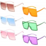 6 Pieces Square Oversized Sunglasses Bulk Flat Top Fashion Trendy Shades Sunglasses for Women Men UV400 Protection
