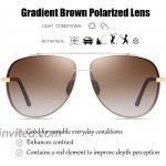 Aviator Polarized Sunglasses for Men and Women- Oversized Aviator Metal Frame - Gradient UV Protection Lenses Gold | Gradient Brown
