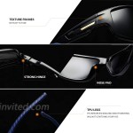 Bevi Men's Polarized Black Rectangular Wrap Around Cycling Sunglasses TR90 Ultralight Frame 2516C1