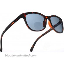 Bifocal Sun Readers Fashion Reading Sunglasses with Demi Brown Tortoise Shell Grey Lens 2.00 Magnification for Men and Women