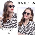 Carfia Designer Women Sunglasses Polarized UV Protection Metal Frame with Acetate Windsor Rims