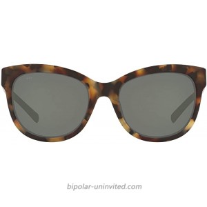 Costa Del Mar Women's Bimini Square Sunglasses Shiny Vintage Tortoise Grey Polarized 54 mm