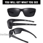 DUCO Polarized Sports Running Baseball Cycling TR90 Superlight Frame Sunglasses for Men 6201 Black Frame Grey Lens