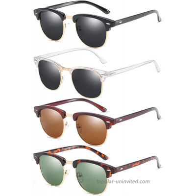 ENSARJOE 4 Pack Polarized Sunglasses Retro Semi Rimless Sun Glasses for Men Women Driving Eyewear