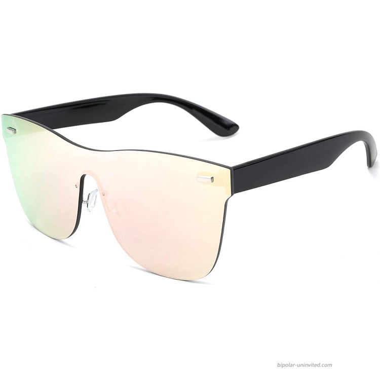 FEISEDY Mirrored Frameless Lens One Piece Sunglasses for Women Men B2647