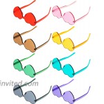 Gejoy Heart Shaped Love Rimless Sunglasses One Piece Transparent Candy Color Frameless Glasses Tinted Eyewear Thick slices 8 Pairs Color A