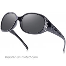 Holota Rhinestone Polarized Sunglasses for Women Retro Wrap Around Sunglasses for Driving Shopping - 100% UV Protection