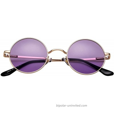 John Lennon Glasses Retro Round Polarized Sunglasses Hippie Style Small Circle Sun Glasses Gold Clear Purple
