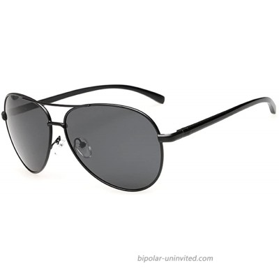 J+S Premium Ultra Sleek Military Style Sports Aviator Sunglasses Polarized 100% UV protection Large Frame - Matte Black Frame Black Lens