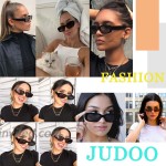 JUDOO Rectangle Sunglasses for Women Vintage Fashion Narrow Square Frame with UV400 Protection 2 packBlack+Tortoise Frame Brown Lens